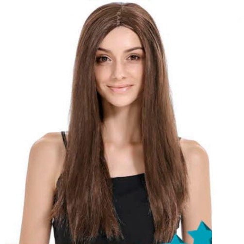 Sleek Long Brown Straight Wig - Everything Party