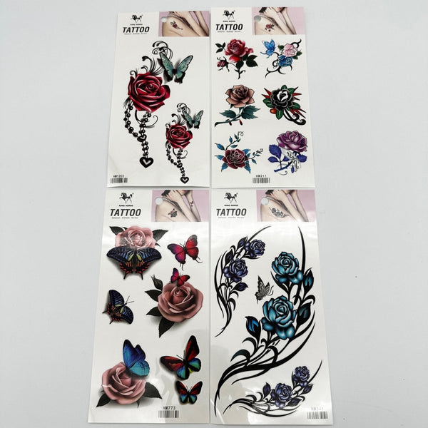 Temporary Tattoos Mixed Rose with Butterfly Print - Everything Party