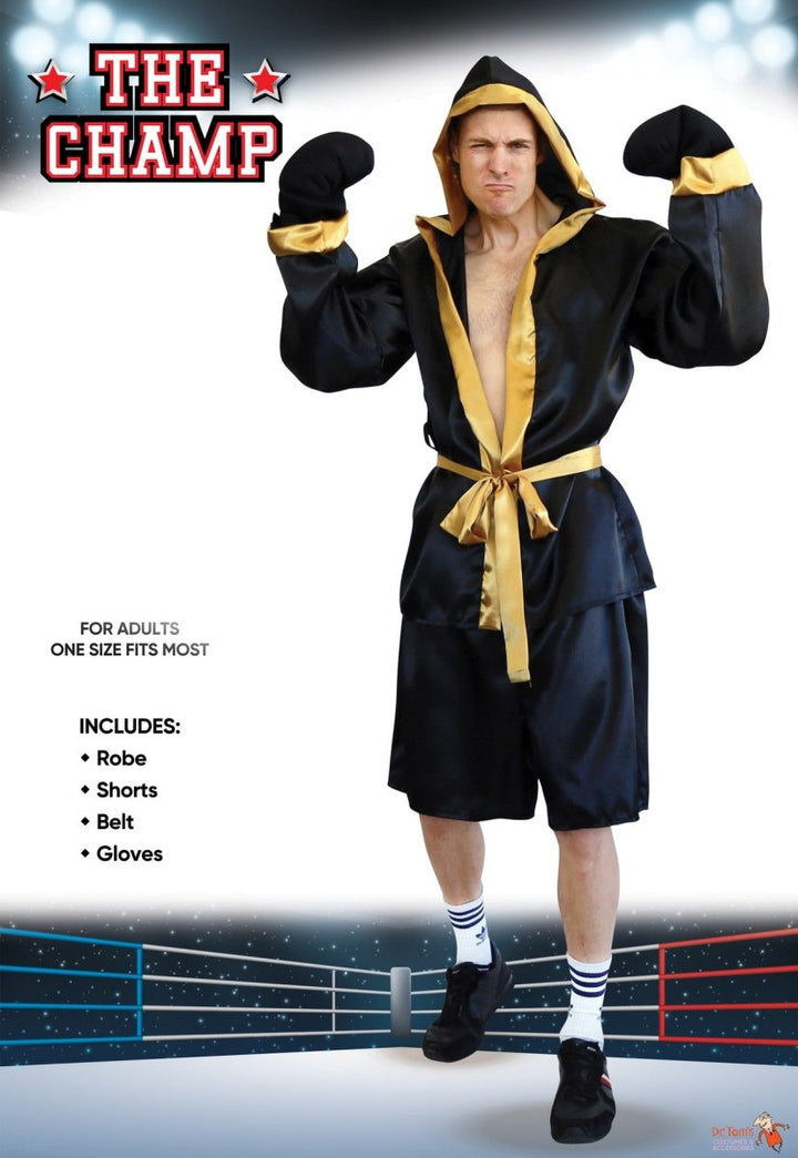 The Champ Boxer Costume – Adult Men’s Boxing Fancy Dress Outfit - Everything Party