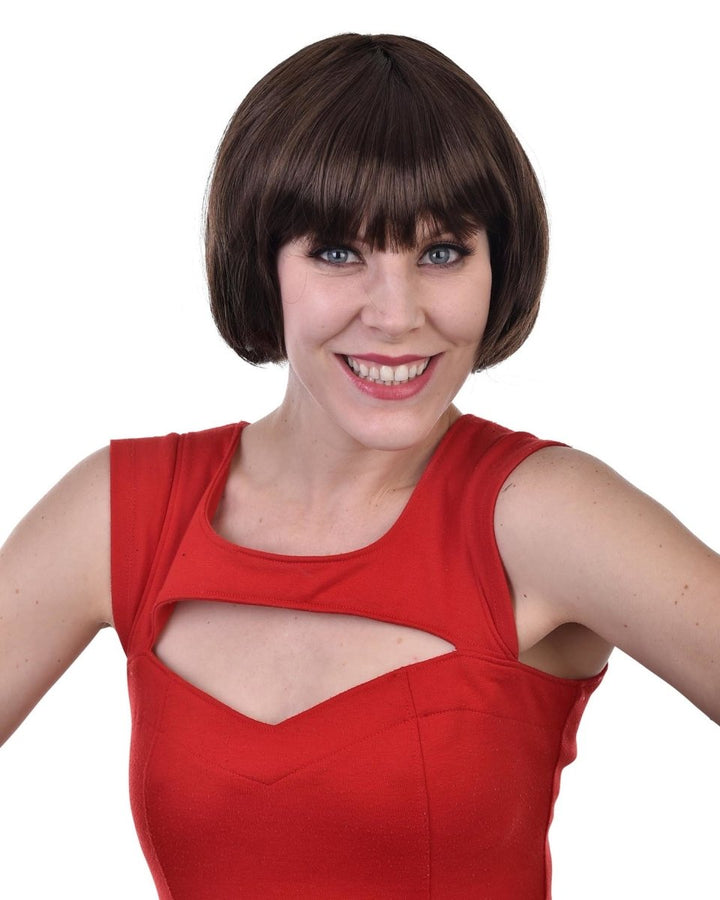 Tomfoolery Deluxe Paige Short Brown Bob with fringe - Everything Party