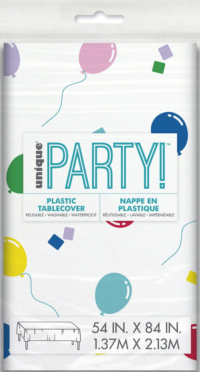 Vibrant Birthday Printed Balloons Plastic Rectangle Tablecover - Everything Party