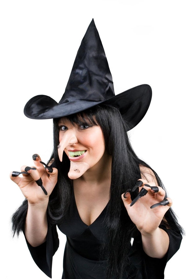 Witch Costume Accessory Set – Hat, Nose, Chin, Teeth & Claws - Everything Party