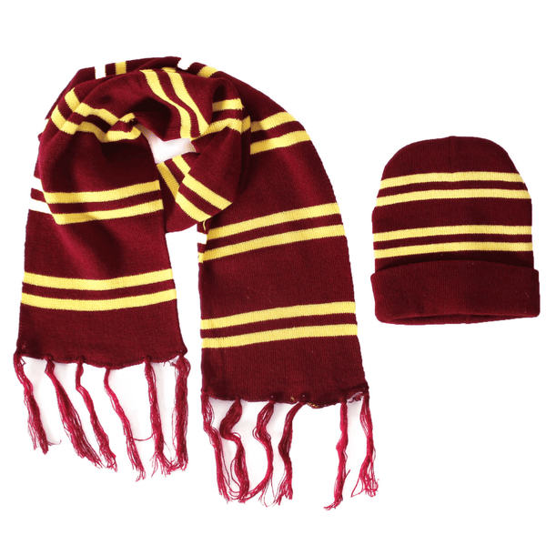 Wizard School Maroon & Yellow Scarf and Beanie Set - Everything Party