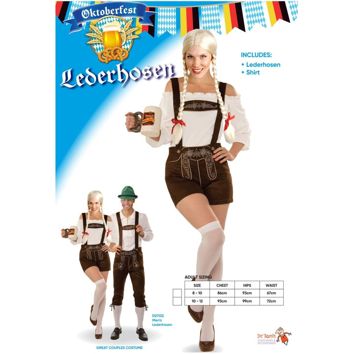 Women’s Oktoberfest Lederhosen Costume – Bavarian Beer Girl Outfit - Everything Party
