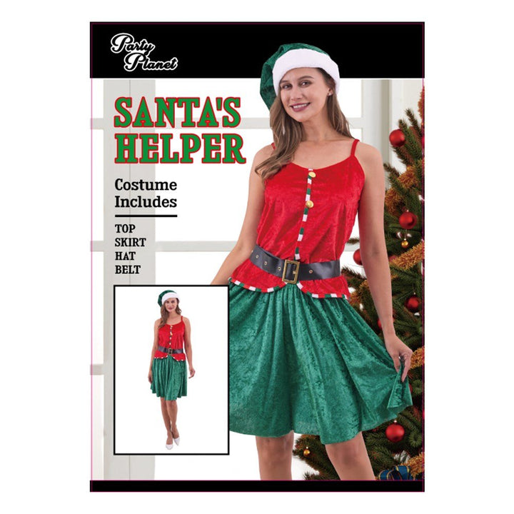 Women’s Santa Helper Elf Costume – Red & Green Christmas Outfit - Everything Party