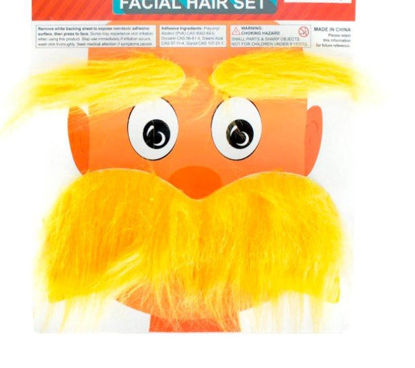 Yellow Fake Eyebrows & Moustache Set – Costume Facial Hair Accessory - Everything Party