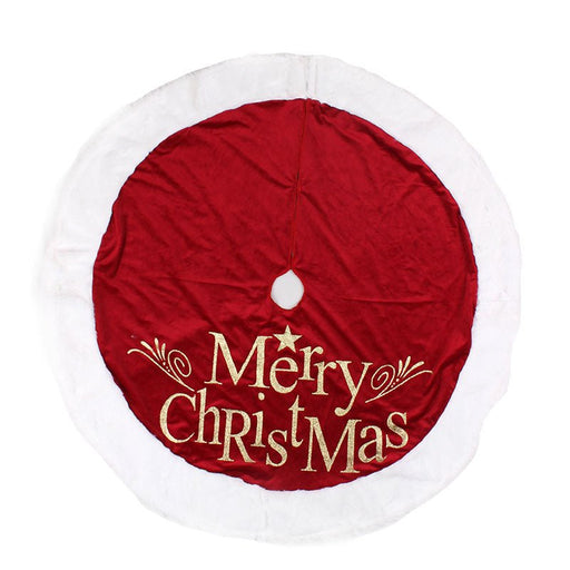 100cm Deluxe Traditional Velvet Christmas Tree Skirt with Merry Christmas - Everything Party