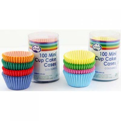 100pk Mini Mixed Colour Paper Cupcake Cases - Everything Party