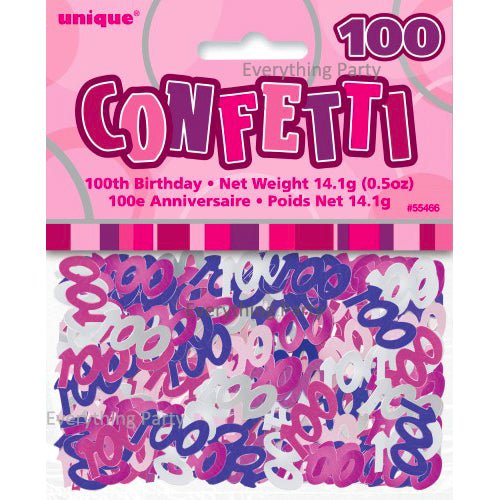 100th Birthday Table Scatters 14g (Blue, Pink, Black) - Everything Party