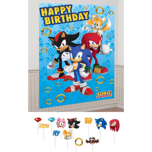 101cm Super Sonic The Hedgehog Birthday Party Scene Backdrop & Props Set - Everything Party