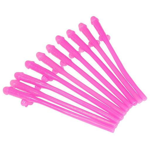 10pk Hens Party Hot Pink Dicky Straw