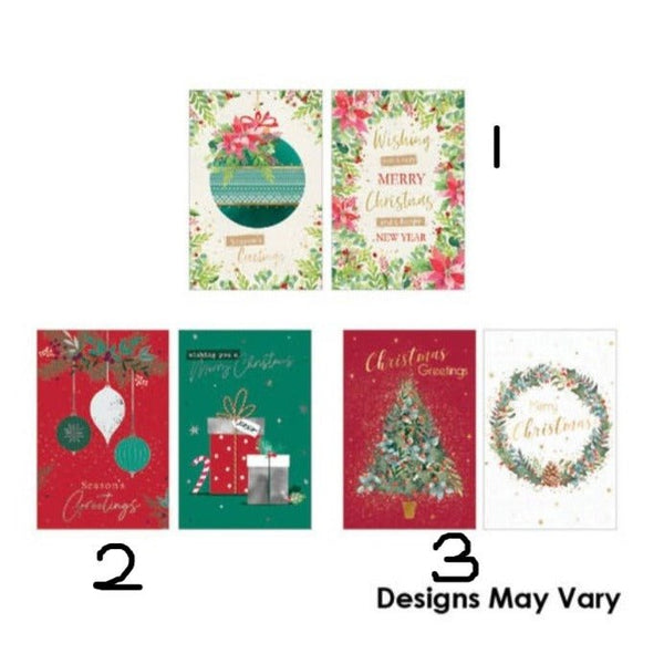 10pk Mixed Christmas Deluxe Card - Traditional