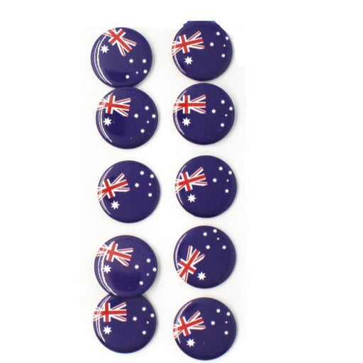 10pk Round Australia Flag Badges