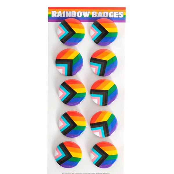 10pk Round Mardi Gras LGBTQ+ Pride Flag Badges