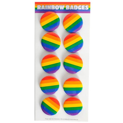 10pk Round Mardi Gras Rainbow Flag Badges