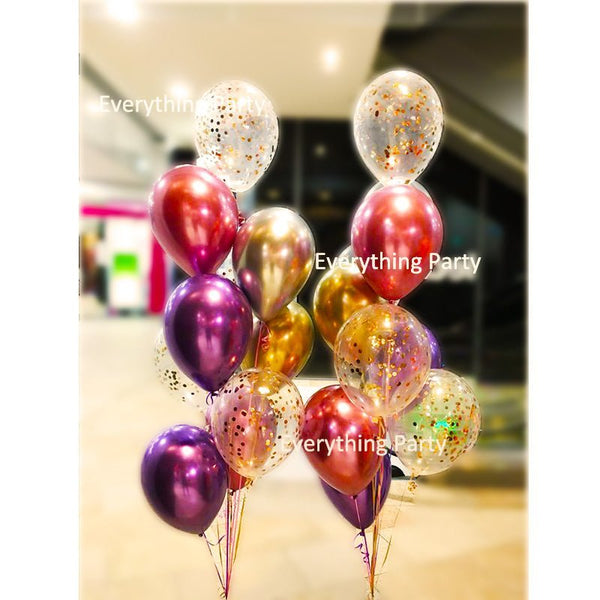 11" Chrome Latex Balloon and Confetti Balloon Bouquet - Everything Party