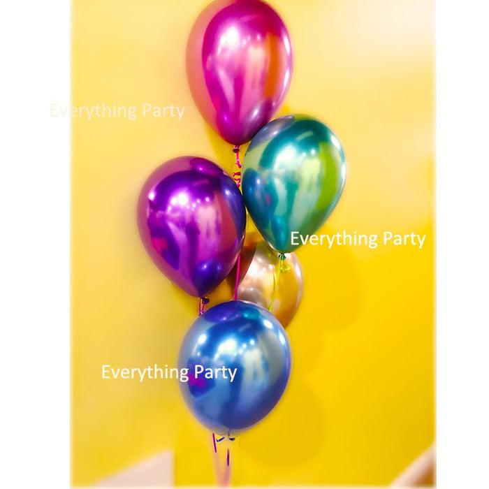11" Chrome Latex Helium Balloon Bouquet - Everything Party