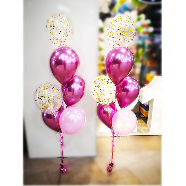 11" Chrome Pink Latex Balloon with Confetti Balloon Bouquet - Everything Party