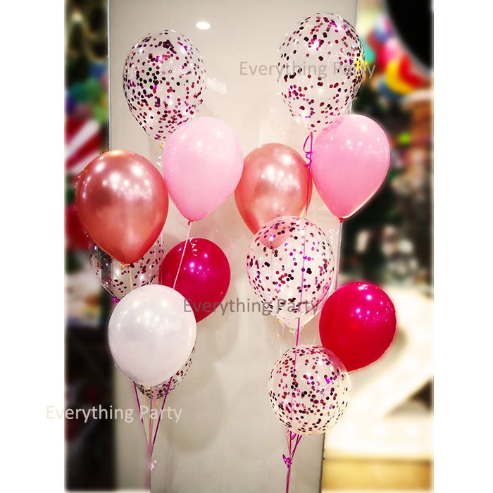 11" Confetti Balloon and Rose Gold Latex Helium Balloon set - Everything Party