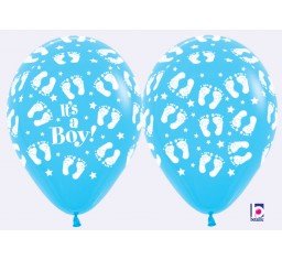 11" DTX It's a Boy Footprints Latex Balloon - Everything Party