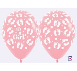 11" DTX It's a Girl Footprints Latex Balloon - Everything Party