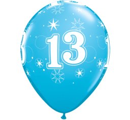 11" Qualatex 13th Birthday Boy Latex Balloon - Fashion Robins Egg - Everything Party