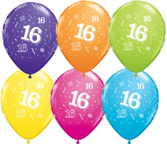 11" Qualatex 16th Birthday Assorted Colour Latex Balloon - Everything Party