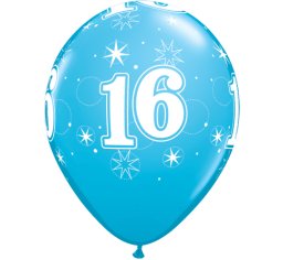 11" Qualatex 16th Birthday Boy Latex Balloon - Fashion Robins Egg - Everything Party
