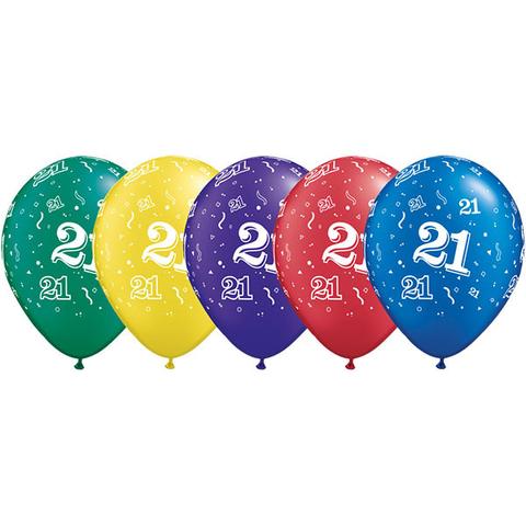 11" Qualatex 21st Birthday Assorted Colour Latex Balloon - Everything Party