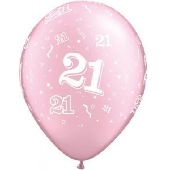 11" Qualatex 21st Birthday Pink Latex Balloon - Everything Party