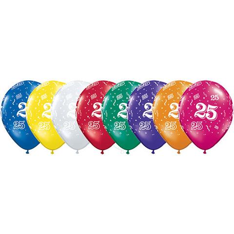 11" Qualatex 25th Birthday Assorted Colour Latex Balloon - Everything Party