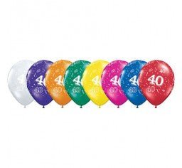 11" Qualatex 40th Birthday Assorted Colour Latex Balloon - Everything Party