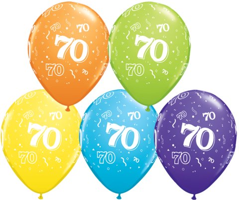 11" Qualatex 70th Birthday Assorted Colour Latex Balloon - Everything Party