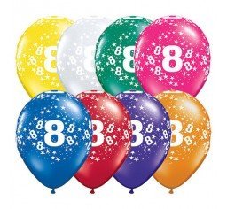 11" Qualatex 8th Birthday Assorted Colour Latex Balloon - Everything Party