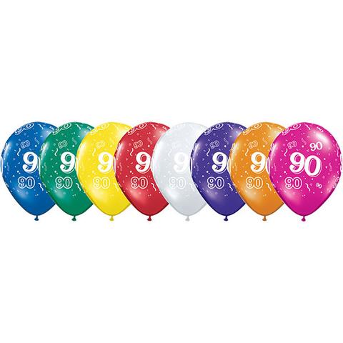 11" Qualatex 90th Birthday Assorted Colour Latex Balloon - Everything Party