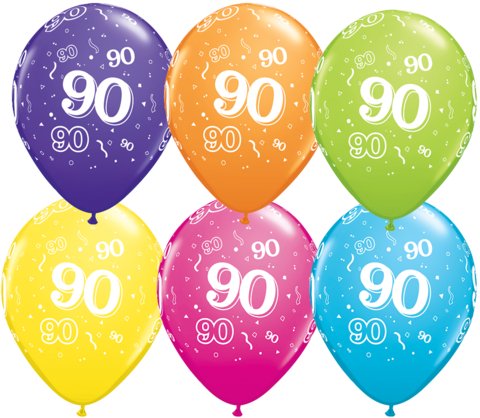 11" Qualatex 90th Birthday Assorted Colour Latex Balloon - Everything Party