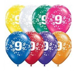 11" Qualatex 9th Birthday Assorted Colour Latex Balloon - Everything Party