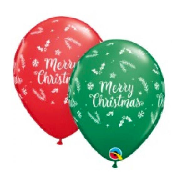 11" Qualatex Christmas Printed Latex Balloon - Everything Party
