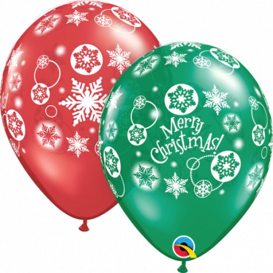 11" Qualatex Christmas Printed Snowflake Latex Balloon - Everything Party