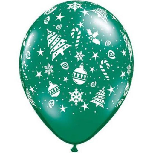 11" Qualatex Christmas Printed Trimmings Latex Balloon - Everything Party