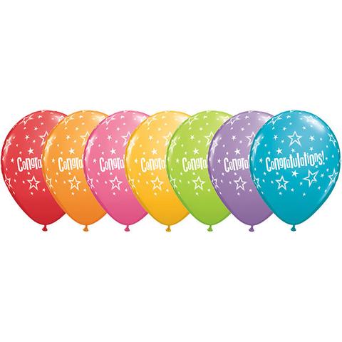 11" Qualatex Congratulation Star Assorted Colour Latex Balloon - Everything Party