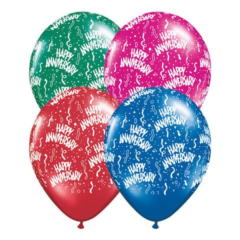 11" Qualatex Happy Anniversary Assorted Colour Latex Balloon - Everything Party