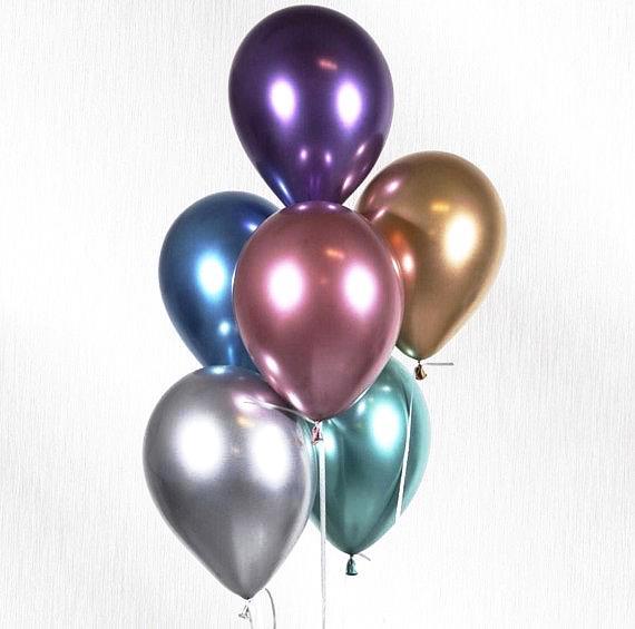11" Qualatex Plain Latex Balloon - Round Chrome Gold - Everything Party