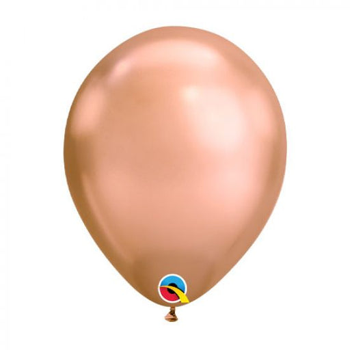 11" Qualatex Plain Latex Balloon - Round Chrome Rose Gold - Everything Party