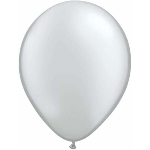 11" Qualatex Plain Latex Balloon - Round Metallic Silver - Everything Party