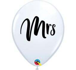 11" Qualatex Printed Mrs White Latex Balloon - Everything Party