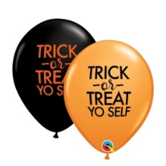 11" Qualatex Printed Simply Trick Or Treat Yo Self Latex Balloon - Everything Party