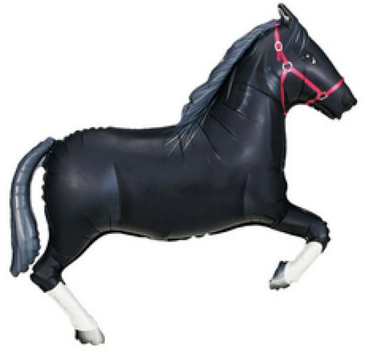 110cm Supershape Foil Horse Balloon - Black - Everything Party