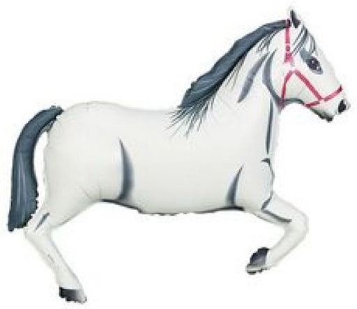 110cm Supershape Foil Horse Balloon - White - Everything Party