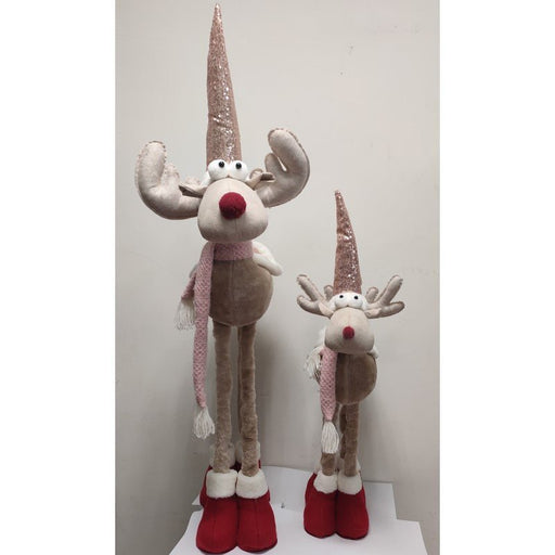 117cm Standing Pink Reindeer with Extendable Legs Christmas Decoration - Everything Party